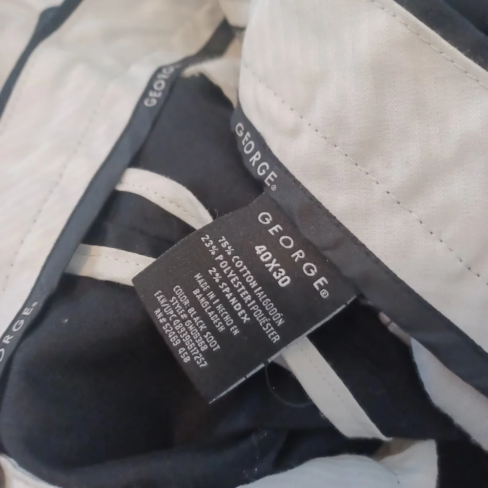 George Flat Front Black Dress Pants Men's Sz 40x30